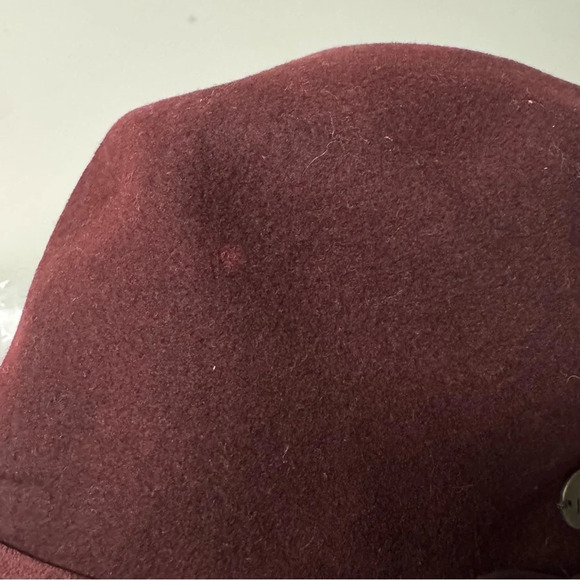 Karen KANE 100% Wool Hat SIZE M/L Raw cut Brim Made In USA New with Tags Maroon - Picture 5 of 6